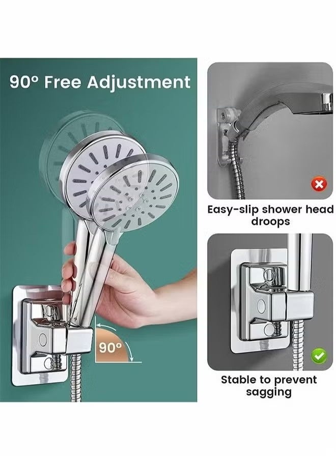 حامل رأس الدش، حامل رأس دش بلاستيكي عالمي محمول باليد، حامل قابل للتعديل للتثبيت على الحائط في الحمام مع لاصق - Image 2