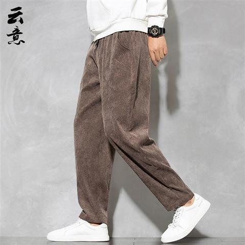 Vintage Corduroy Pants Chinese Style Mens Autumn Grey  - Image 2