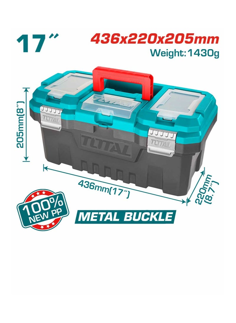 توتال TOTAL صندوق أدوات تخزين بلاستيك 17 بوصة بإبزيم معدني TPBX00172 - Image 1