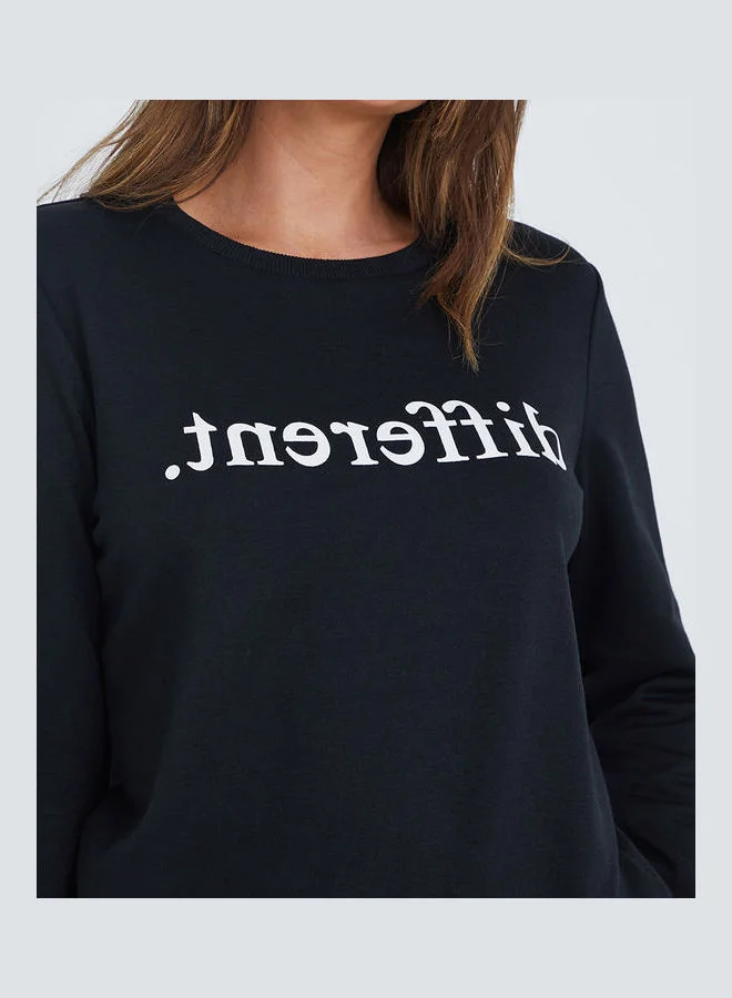 Styli Different Slogan Sweatshirt and Cycling Shorts Set