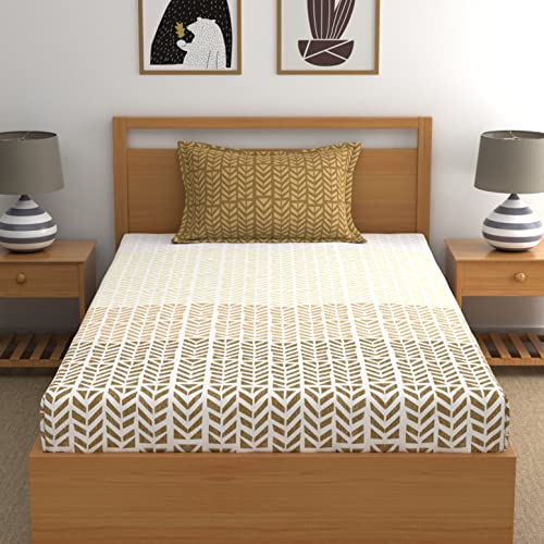 Home Ecstasy 100% Cotton Single Bedsheet with 1 Pillow Cover - (Size 59 x 87 inches, 140 TC, Colour - Brown) - Image 2