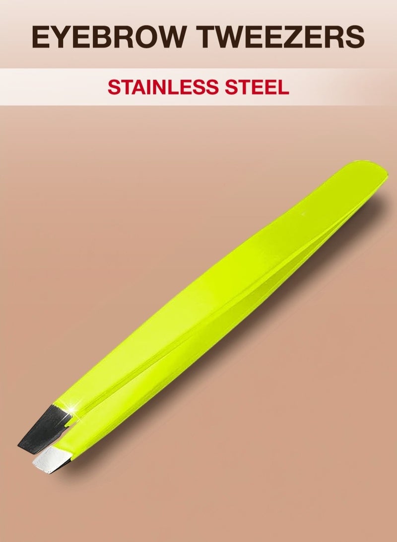 مختبر RCler. ملقط حواجب احترافي، للرجال والنساء والأطفال، برأس مائل لسهولة إزالة الشعر الناشب، مصنوع من الفولاذ المقاوم للصدأ (أصفر) - Image 1