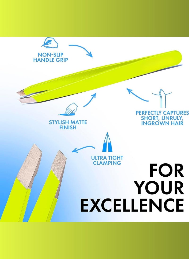 مختبر RCler. ملقط حواجب احترافي، للرجال والنساء والأطفال، برأس مائل لسهولة إزالة الشعر الناشب، مصنوع من الفولاذ المقاوم للصدأ (أصفر) - Image 3