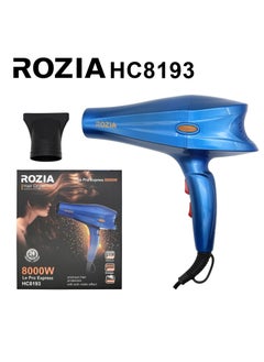 Rozia ROZIA Professional Hair Dryer 8000W with DC Motor – 120km/h Air Speed – Includes Diffuser & Concentrator – Multiple Heat & Speed Settings – Lightweight & Ergonomic Design  - Image 1