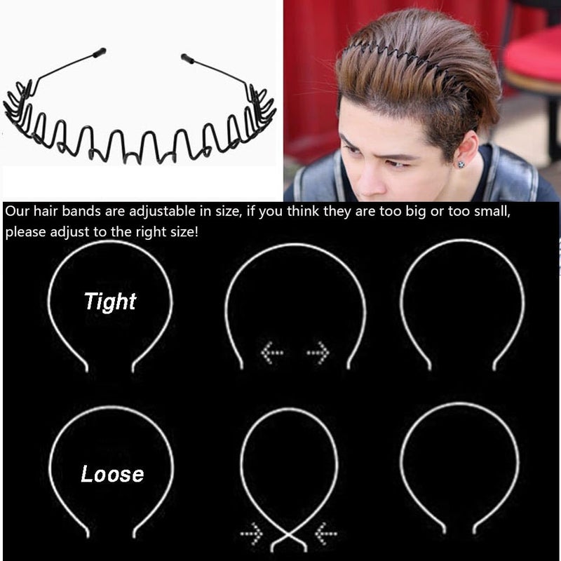 WantGor Metal Headbands WantGor 2 Pack Fashion Unisex Black Hairband Spring Wave Non Slip Sports Headwear Hair Hoop Hair Accessories  - Image 5