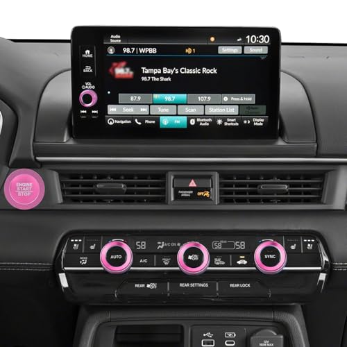 HDUFC Suitable for Honda Pilot 2023 2024 2025 Air Conditioning Control Volume Knob Adjustment Knob Cover, Start Button Cover/Ring, Car Interior Trim 6 Pieces/Set (Pink) - Image 5