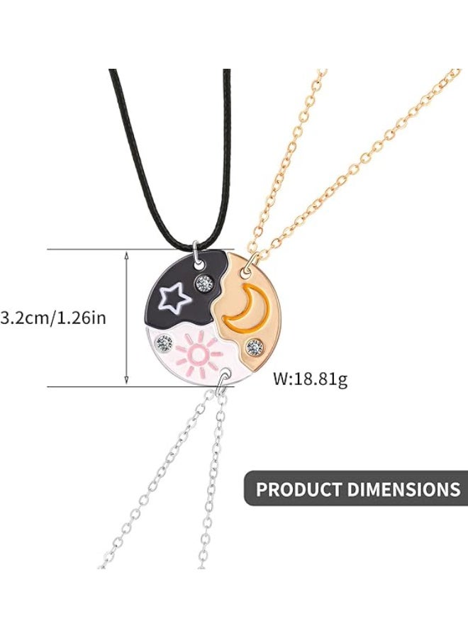 Pack of 3 Friendship Necklaces for 3, BFF Chains for 3, Chain Sisters Friendship Necklace, Friendship Necklace Pendant, Boyfriend Friends Gifts, Gold Girl Shaft, Sun Graduation Necklace  - Image 3