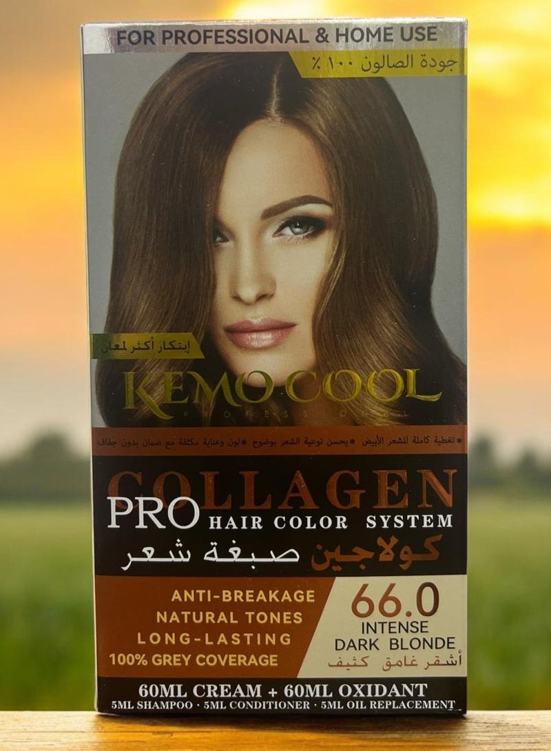 كيمو كول صبغة شعر كولاجين أشقر غامق كثيف الحجم  60+60+5+5+5 جودة عالية  100% - Image 1