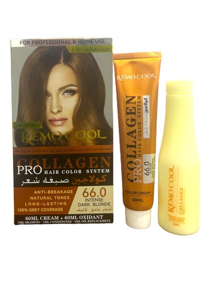 كيمو كول صبغة شعر كولاجين أشقر غامق كثيف الحجم  60+60+5+5+5 جودة عالية  100% - Image 3