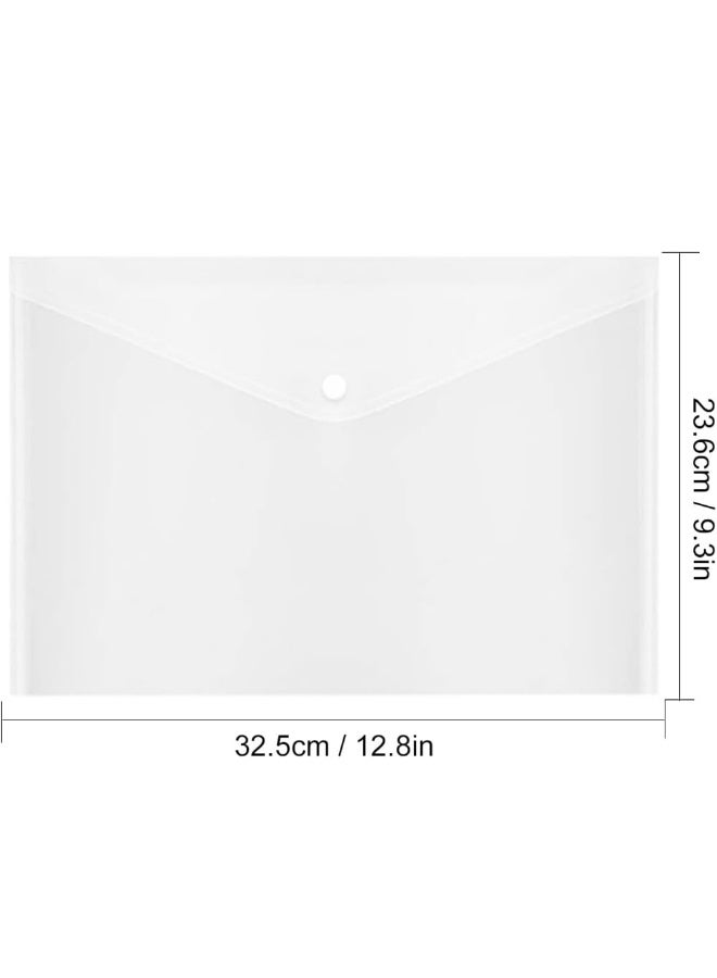 A4 Clear File Document Folder with Button Closure – Pack of 10, Transparent Plastic Folders for Office, School & Home Organization - Image 2