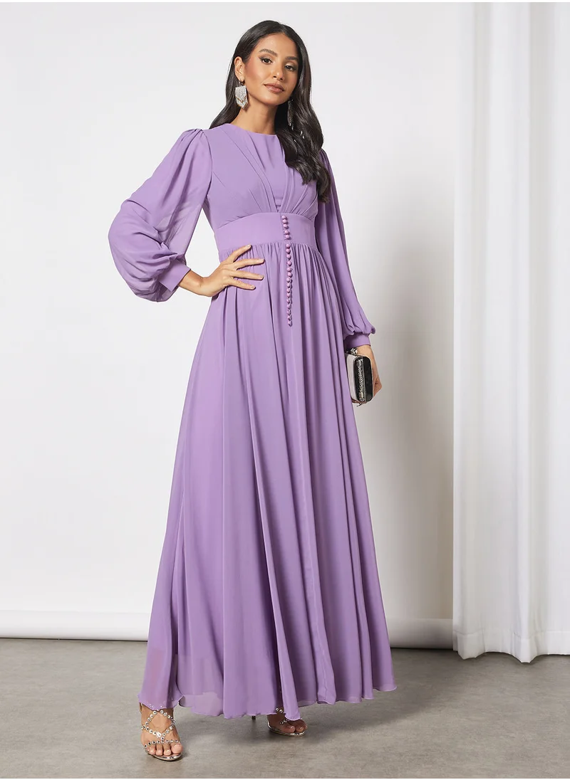 Modanisa Puff Sleeve A-Line Dress