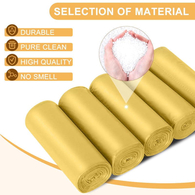 iDemaya 5 Rolls Small Trash Garbage Bags, 2.6 Gallon Strengthen Trash Bags, Durable Plastic Bags for Kitchen Office Home Bedroom Garden Waste Bin, Fit 10 Liter Trash-Can-Liners, 100 Count (Golden) - Image 4