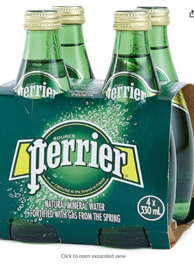 PERRIER Regular Sparkling Mineral Water - 4 x 330 ml - Image 1