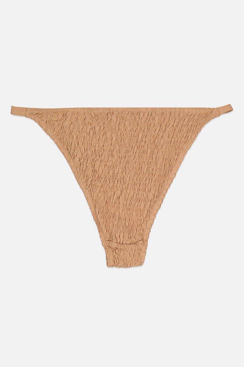 Missguided Women Shirred High Leg Bikini Bottom, Beige - Image 2