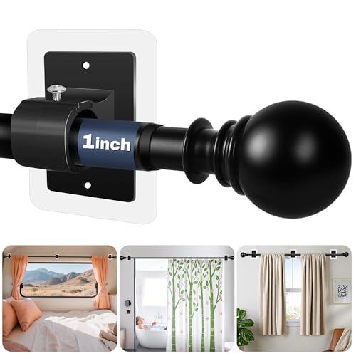 Tidisort 1 Inch Diameter Adhesive Adjustable Curtain Rod No Drilling for Windows 27 to 56",Renter Friendly No Drill Rod with Stick on Bracket, Easy Install No Screw Screwless Apartment Cortineros Para Ventanas - Image 1