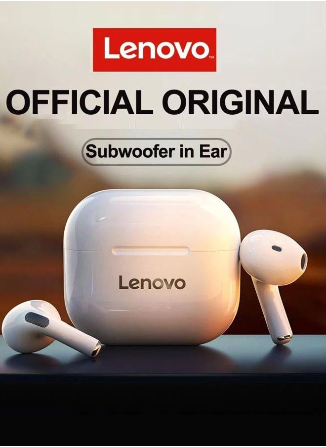 Lenovo Group Limited - LP40 TWS Wireless Earphone Bluetooth wireless 5.0 Dual Stereo Bass Touch Control IP40 life White - Image 1