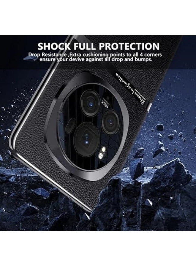 Case Compatible with Honor Magic 6 Pro, Premium Luxury Leather Case Ultra-Thin Anti-Fingerprint Shockproof Hard PC Plating Bumper Case for Honor Magic 6 Pro  - Image 3
