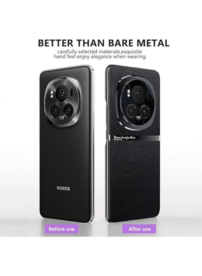 Case Compatible with Honor Magic 6 Pro, Premium Luxury Leather Case Ultra-Thin Anti-Fingerprint Shockproof Hard PC Plating Bumper Case for Honor Magic 6 Pro  - Image 2
