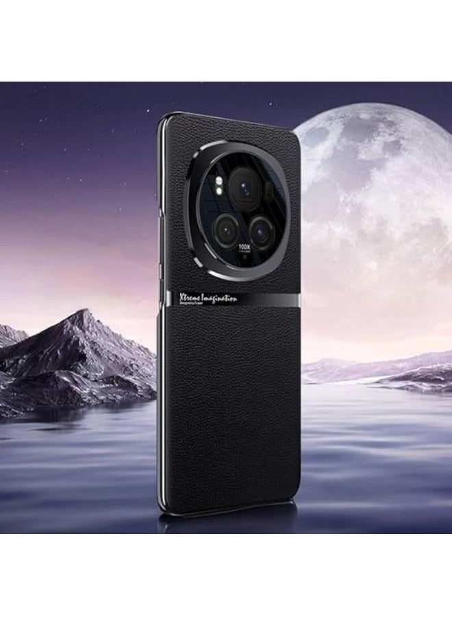 Case Compatible with Honor Magic 6 Pro, Premium Luxury Leather Case Ultra-Thin Anti-Fingerprint Shockproof Hard PC Plating Bumper Case for Honor Magic 6 Pro  - Image 1