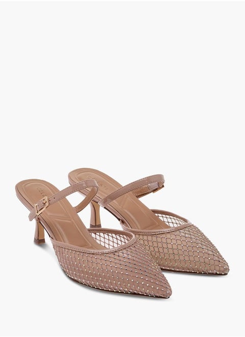 Women's Embellished Pointed Toe Shoes with Kitten Heels