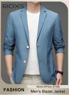 RIOXS Men's Formal Long Sleeve Blazer Jacket Two Buttons Slimming Casual Blazer Coat for Business Wedding Prom Dinner  - Image 1