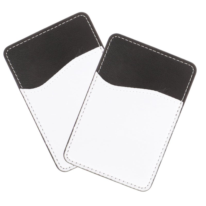 2Pcs PU Leather Phone Card Holder Adhesive Wallet For Credit Cards Cash Travel - Image 2