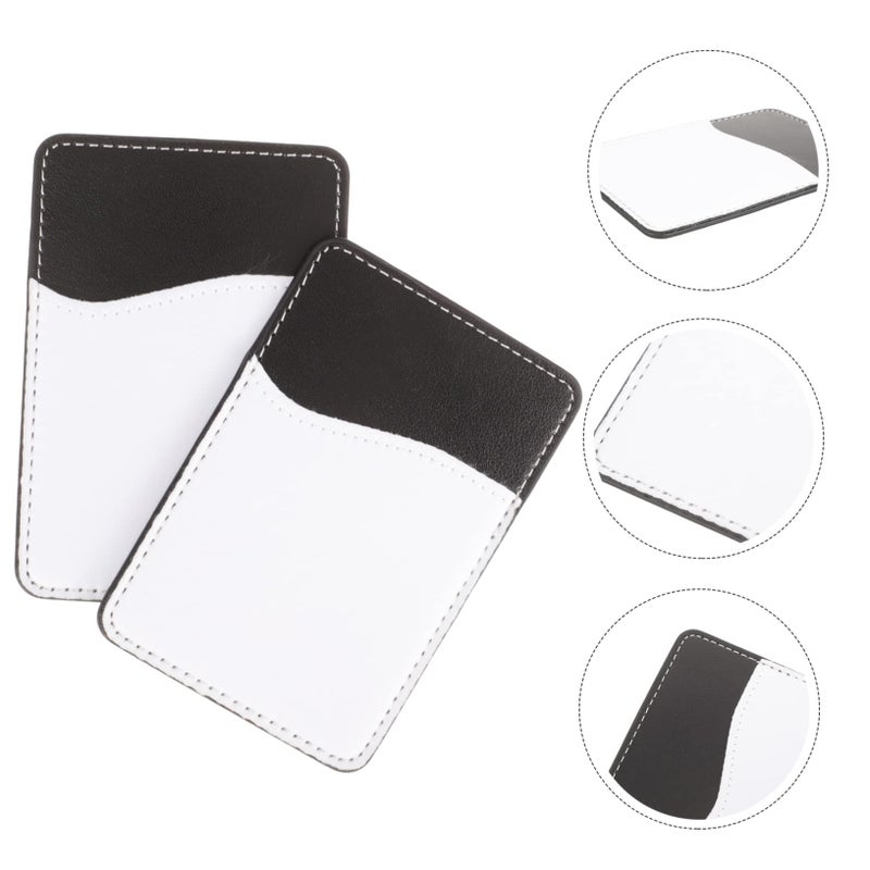 2Pcs PU Leather Phone Card Holder Adhesive Wallet For Credit Cards Cash Travel - Image 4