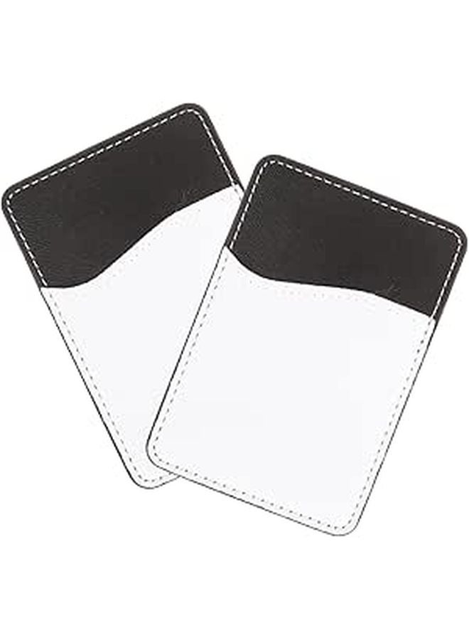 2Pcs PU Leather Phone Card Holder Adhesive Wallet For Credit Cards Cash Travel - Image 1