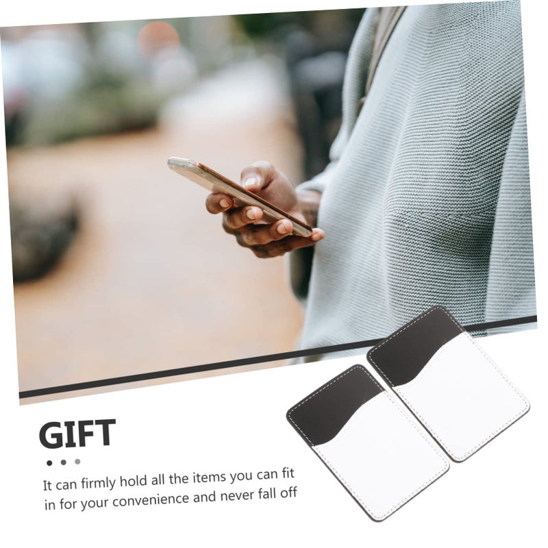 2Pcs PU Leather Phone Card Holder Adhesive Wallet For Credit Cards Cash Travel - Image 3