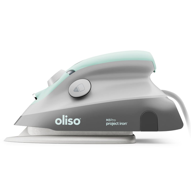 oliso M3Pro Project Steam Iron with Solemate  1000W Ceramic Soleplate Iron and LED Light for Sewing Quilting Crafting and Travel  Aqua
