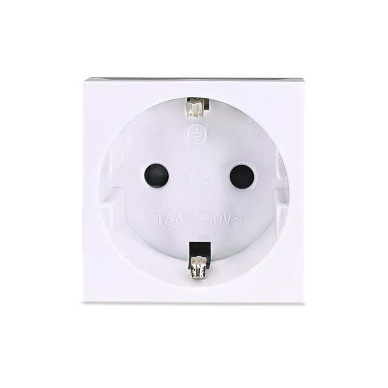 MX 3-Pin German Schuko Socket with Shutter – 2 Module 13A 250V – Compatible with European & UK Brands – 45x45mm Modular Socket Plate - Image 1