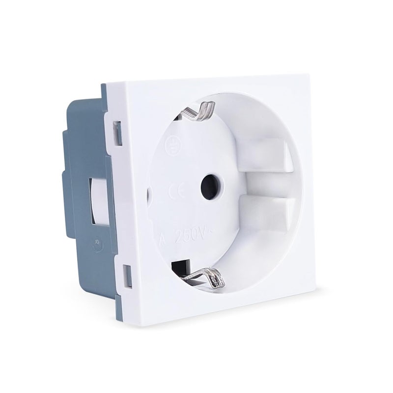 MX 3-Pin German Schuko Socket with Shutter – 2 Module 13A 250V – Compatible with European & UK Brands – 45x45mm Modular Socket Plate - Image 2