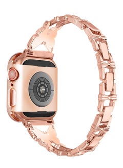 KASTWAVE Band Compatible with Apple Watch 42mm 44mm 45mm, Lightweight for Women, Easy Adjustable Bracelet, Shiny Diamond on Butterfly, Jewelry Metal Strap for iWatch Series 7 6 5 4 3 2 1 SE(Rose Gold)  - Image 5