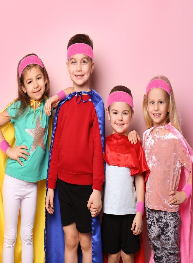 Bememo 36 Pcs 36 Pcs Neon Sweatbands Set for Kids 12 Headbands 24 Wristbands Bulk Sports Sweat Bands Athletic for Children Basketball Tennis Running Gym Student Gifts Glow Party (Pink) - Image 4