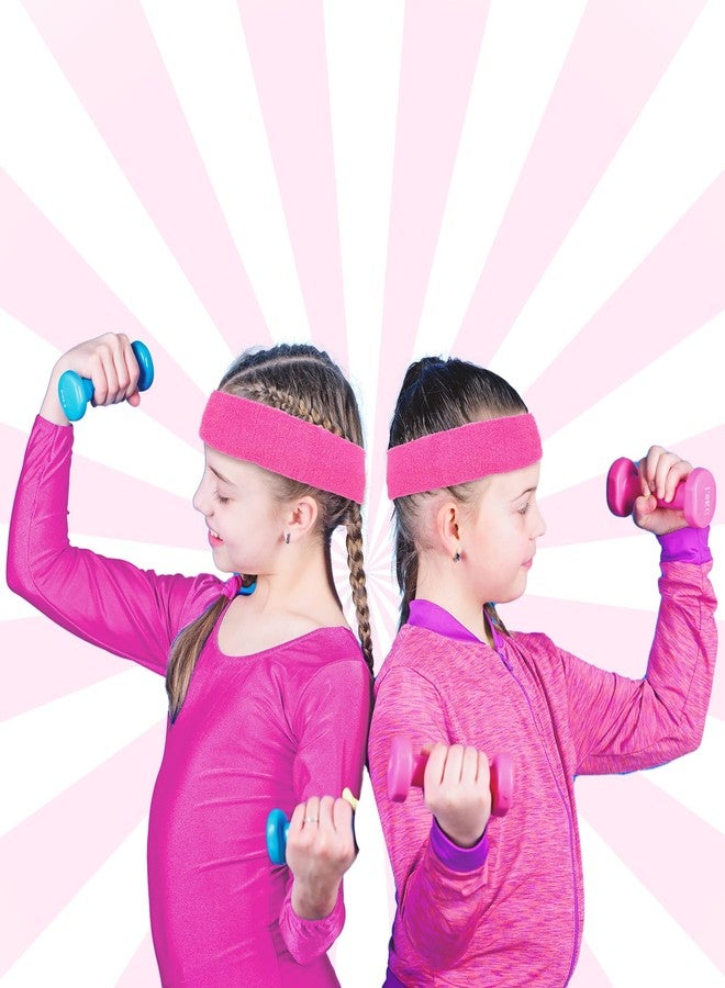 Bememo 36 Pcs 36 Pcs Neon Sweatbands Set for Kids 12 Headbands 24 Wristbands Bulk Sports Sweat Bands Athletic for Children Basketball Tennis Running Gym Student Gifts Glow Party (Pink) - Image 2