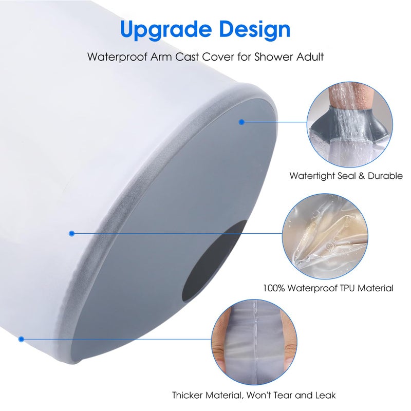 COMFYTHERA Waterproof Hand Cast Cover for Shower Wound Protector Bath Adult Watertight Cast Bag Showering for Surgery Wrist, Finger, Reusable Durable (A-Hand) - Image 3