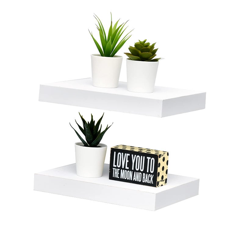 WELLAND WELLAND Set of 2 Floating Shelves Wall Mounted Shelf for Home Decor with 8 Deep White 10 inch