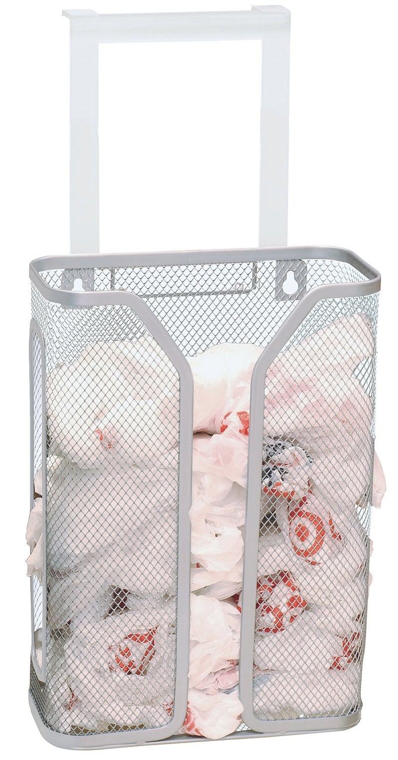 Deco Brothers Over The Cabinet Door Grocery Bag Holder, Silver - Image 1