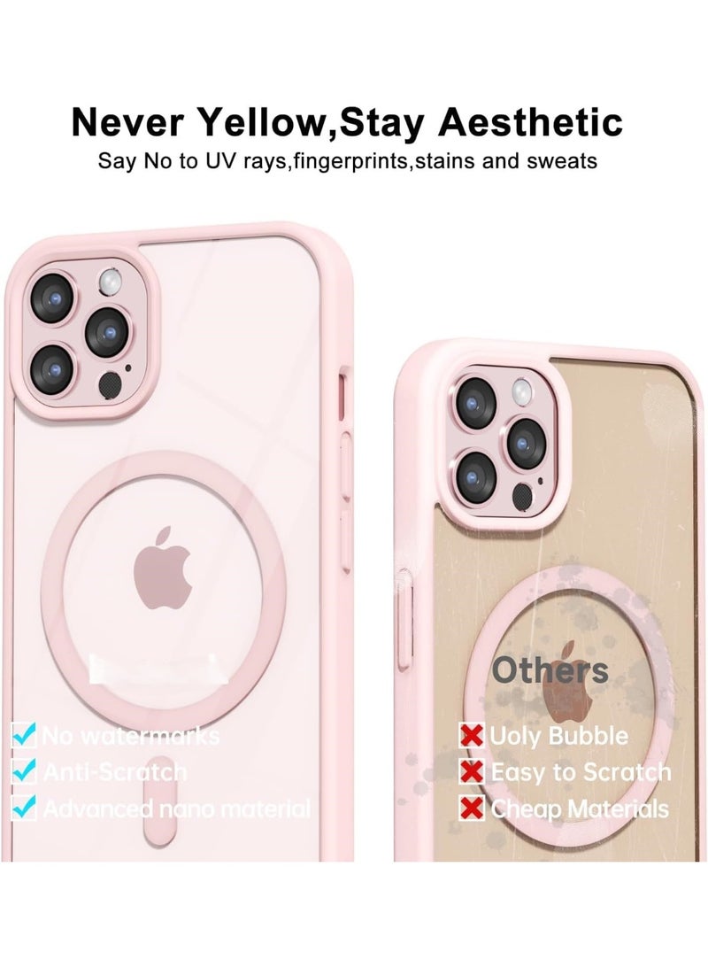 أكاليكس حافظة مغناطيسية لهاتف iPhone 11 Pro Max، متوافقة مع MagSafe، غطاء فاخر مطلي، حافظة هاتف شفافة ناعمة من مادة TPU مقاومة للصدمات، (وردي) - Image 4