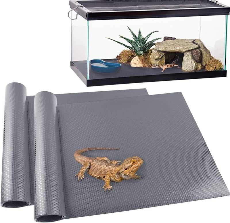 TCYPUHL Reptile Carpet,Bearded Dragon Tank Accessories,Reptile Mat, Leopard Gecko Substrate,Bearded Dragon Tank Flooring,Snake,Tortoise Bedding(18" × 79 ", 2 PCS Grey Thicker Mat) - Image 1