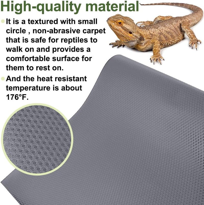 TCYPUHL Reptile Carpet,Bearded Dragon Tank Accessories,Reptile Mat, Leopard Gecko Substrate,Bearded Dragon Tank Flooring,Snake,Tortoise Bedding(18" × 79 ", 2 PCS Grey Thicker Mat) - Image 4
