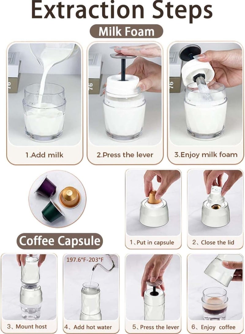 Portable Espresso Maker Handy Capsule Coffee Maker Manual Espresso Machine Handheld Mini Coffee Machine Compatible for Capsule and Ground Coffee for Travel Camping Hiking Office Home (Black) - Image 5