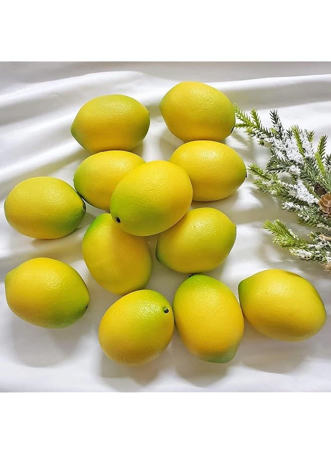 erorex Artificial Lemons Fake Fruit 12Pcs Home House Kitchen Party Decoration ​Lifelike Simulation Yellow Lemon Used For Home Decoration Fake Fruit Bowl Table Cabinet Party Decor Photography Prop  - Image 4