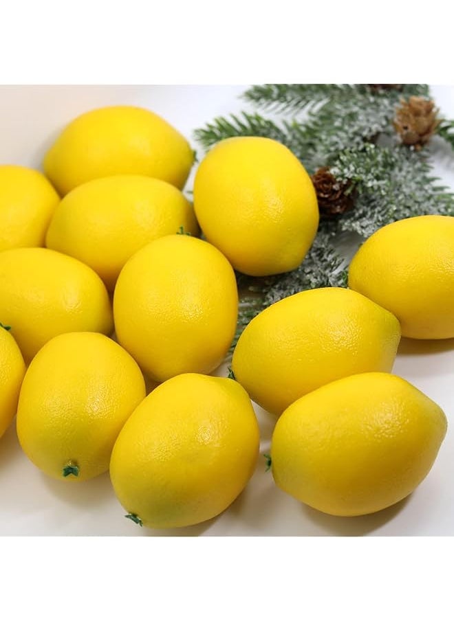 erorex Artificial Lemons Fake Fruit 12Pcs Home House Kitchen Party Decoration ​Lifelike Simulation Yellow Lemon Used For Home Decoration Fake Fruit Bowl Table Cabinet Party Decor Photography Prop  - Image 3