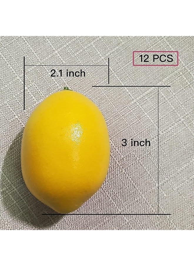 erorex Artificial Lemons Fake Fruit 12Pcs Home House Kitchen Party Decoration ​Lifelike Simulation Yellow Lemon Used For Home Decoration Fake Fruit Bowl Table Cabinet Party Decor Photography Prop  - Image 2