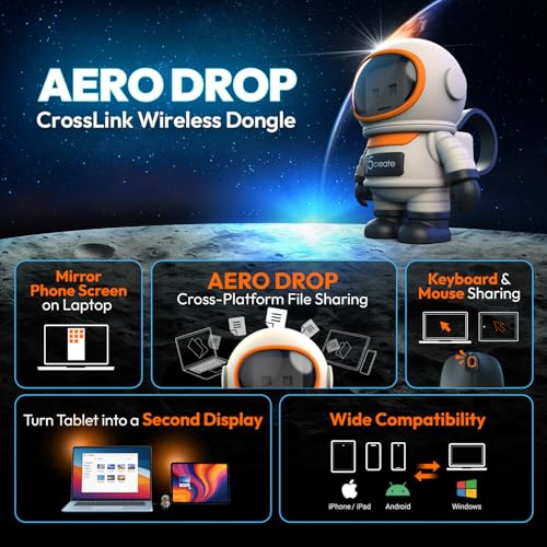 j5create AeroDrop CrossLink Wireless Dongle - Instant Share Files, Photos, Keyboard, Mouse, and Screen Between iPhone/iPad/Android and Windows Computer (JUAW22) - Image 2