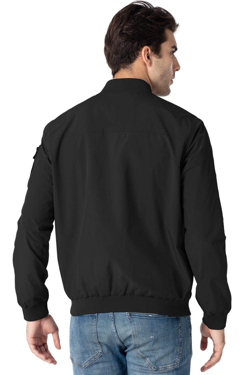 Rdruko Men's Windbreaker Lightweight Bomber Jacket Causal Fashion Light Jacket(Black, US XL) - Image 2
