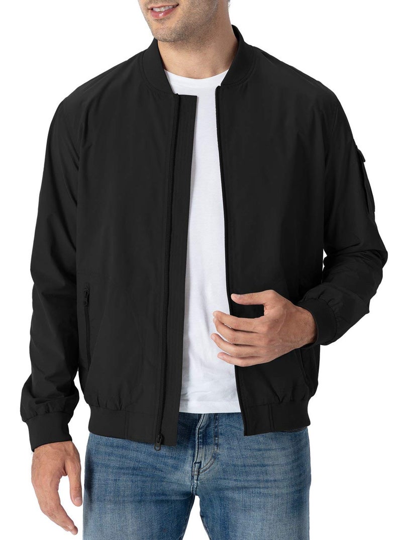 Rdruko Men's Windbreaker Lightweight Bomber Jacket Causal Fashion Light Jacket(Black, US XL) - Image 3