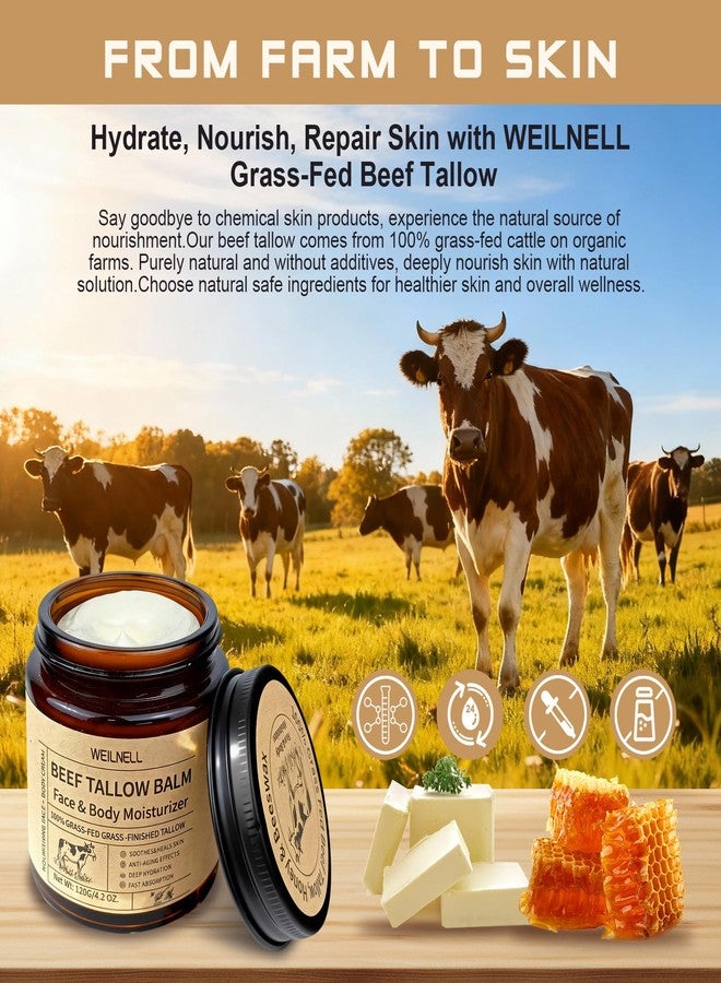 WEILNELL Beef Tallow Cream for Face & Body, Beef Tallow and Honey Balm - 100% Grass-Fed Beef Tallow, Natural Honey & Beeswax Moisturizer, Deep Hydration & Nourishment, Unscented & Oil-Free, Fast Absorbing - Image 5