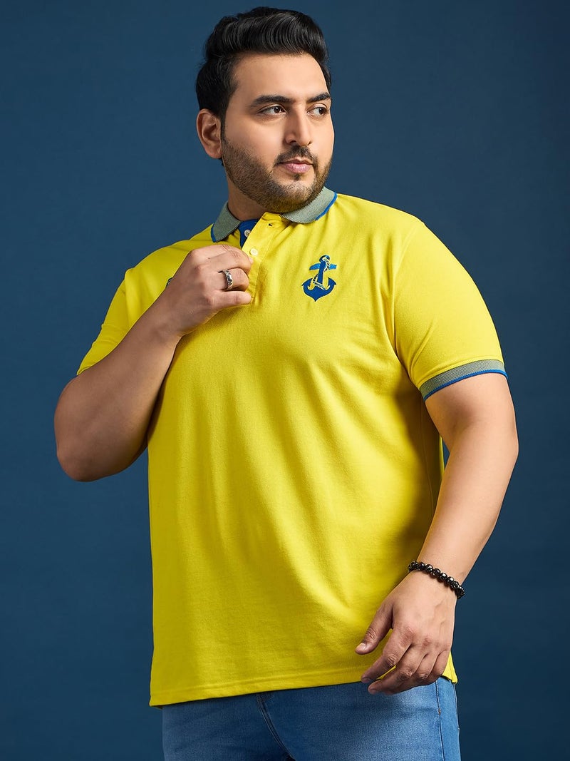 Bigbanana Men's Plus Size Regular Fit Polo T-Shirt(Feast,Yellow,2XL) - Image 3